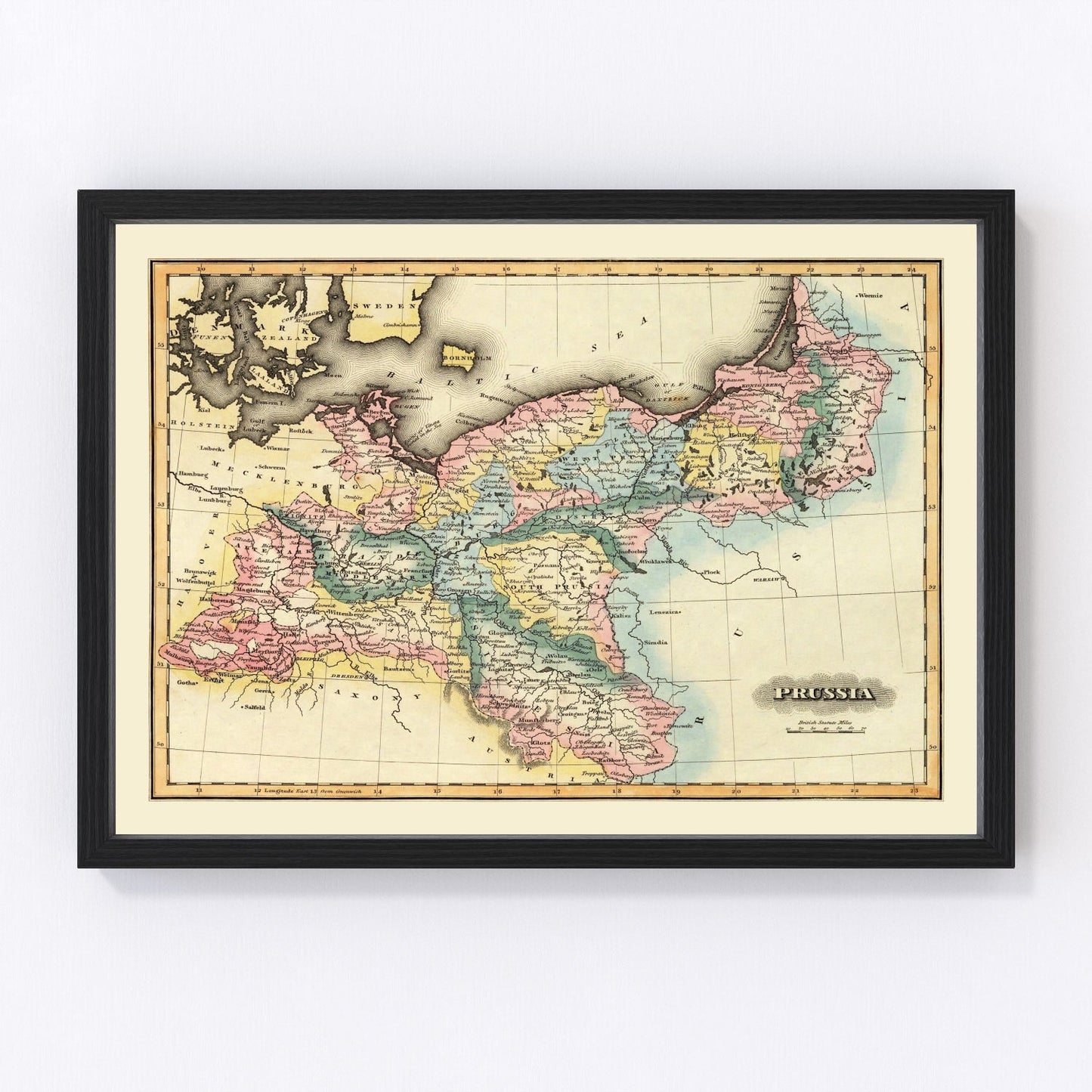Vintage map of Prussia, 1823