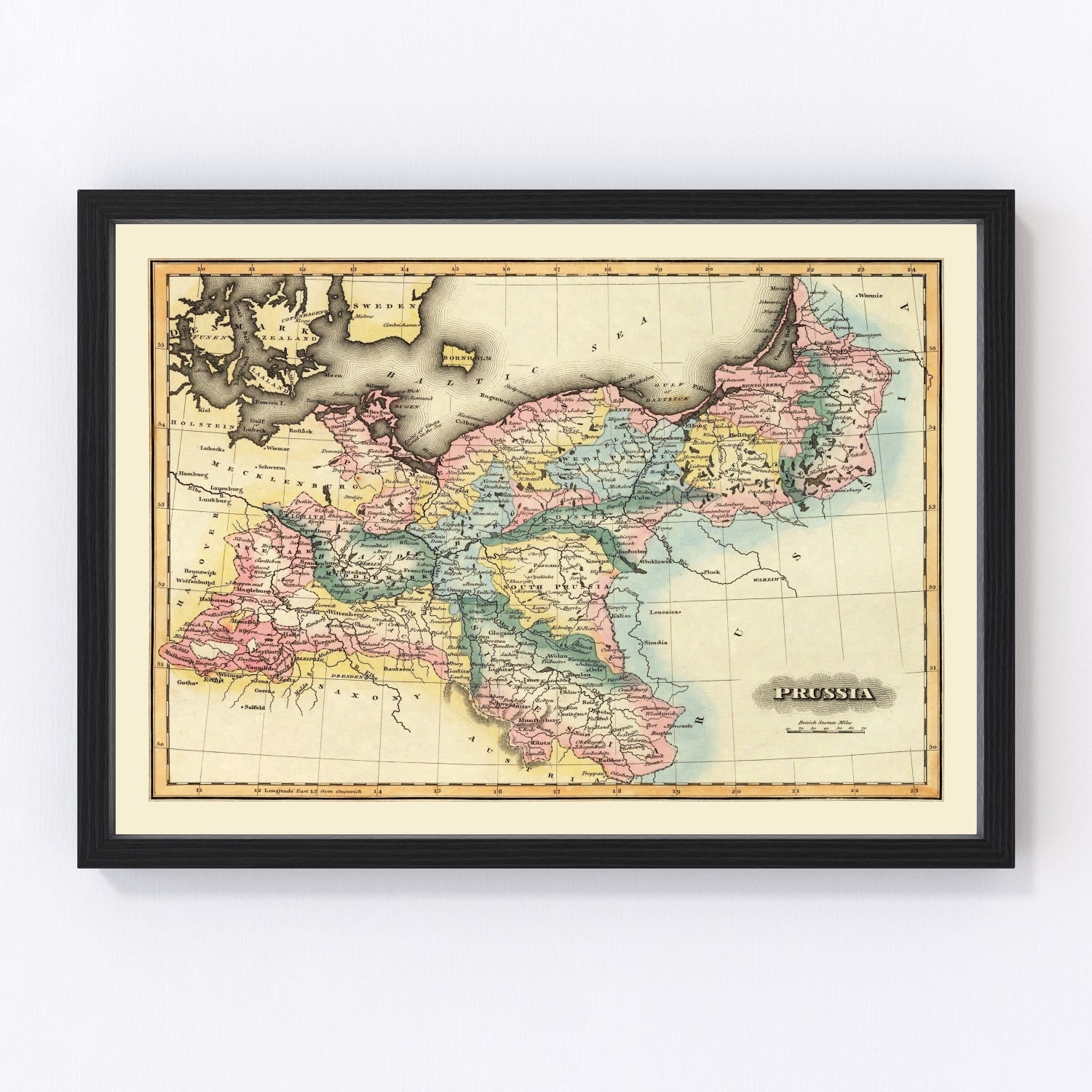 Vintage map of Prussia, 1823