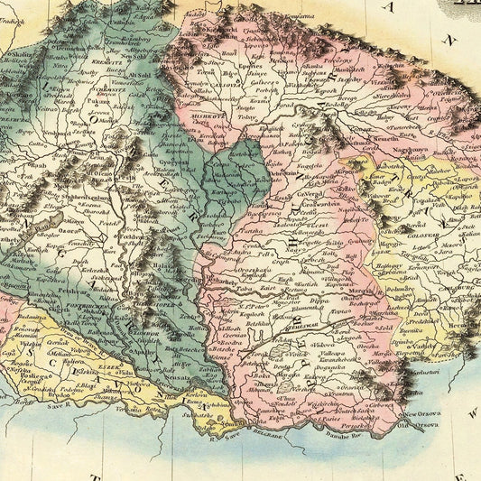 Vintage Map of Hungary, 1823