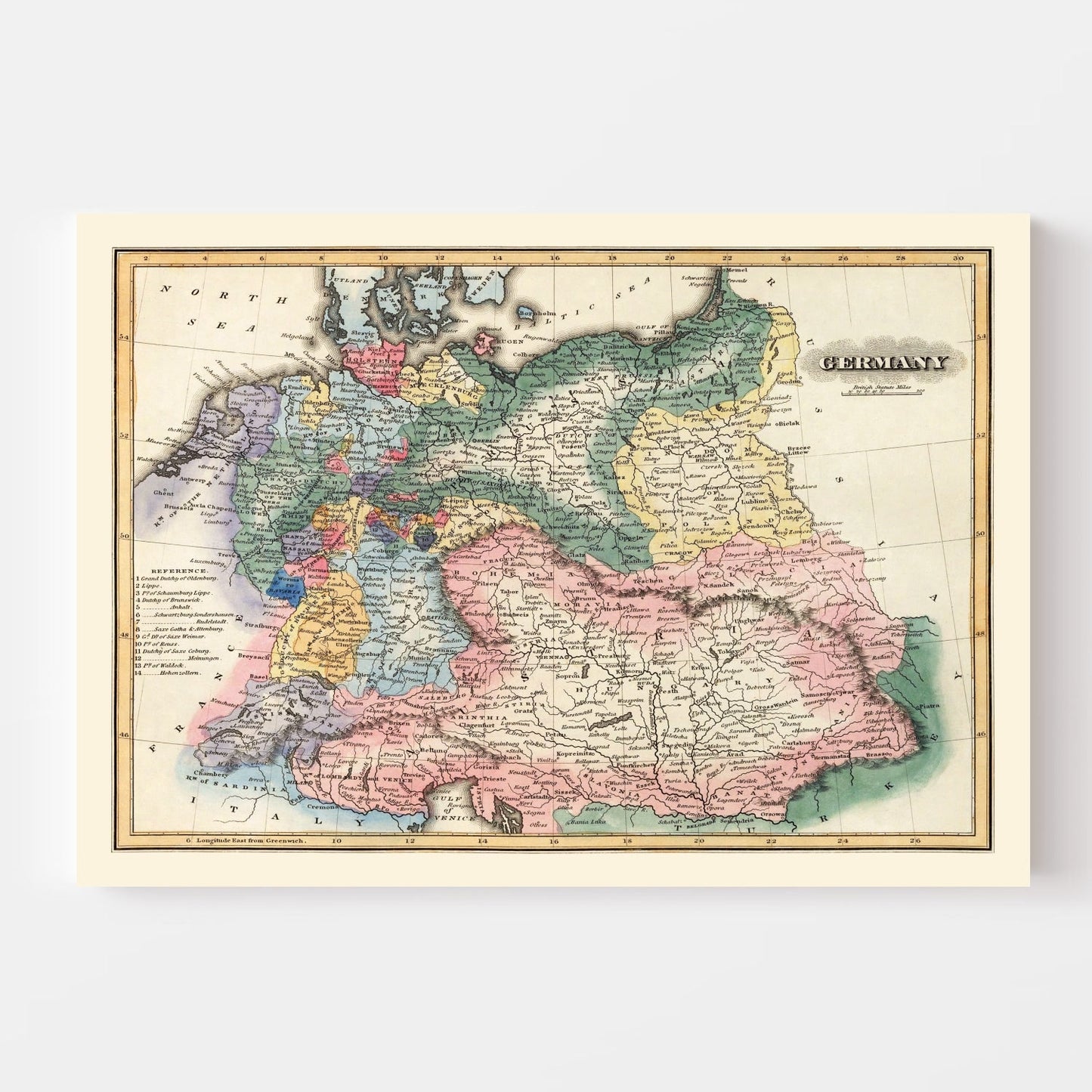 Vintage Map of Germany, 1823