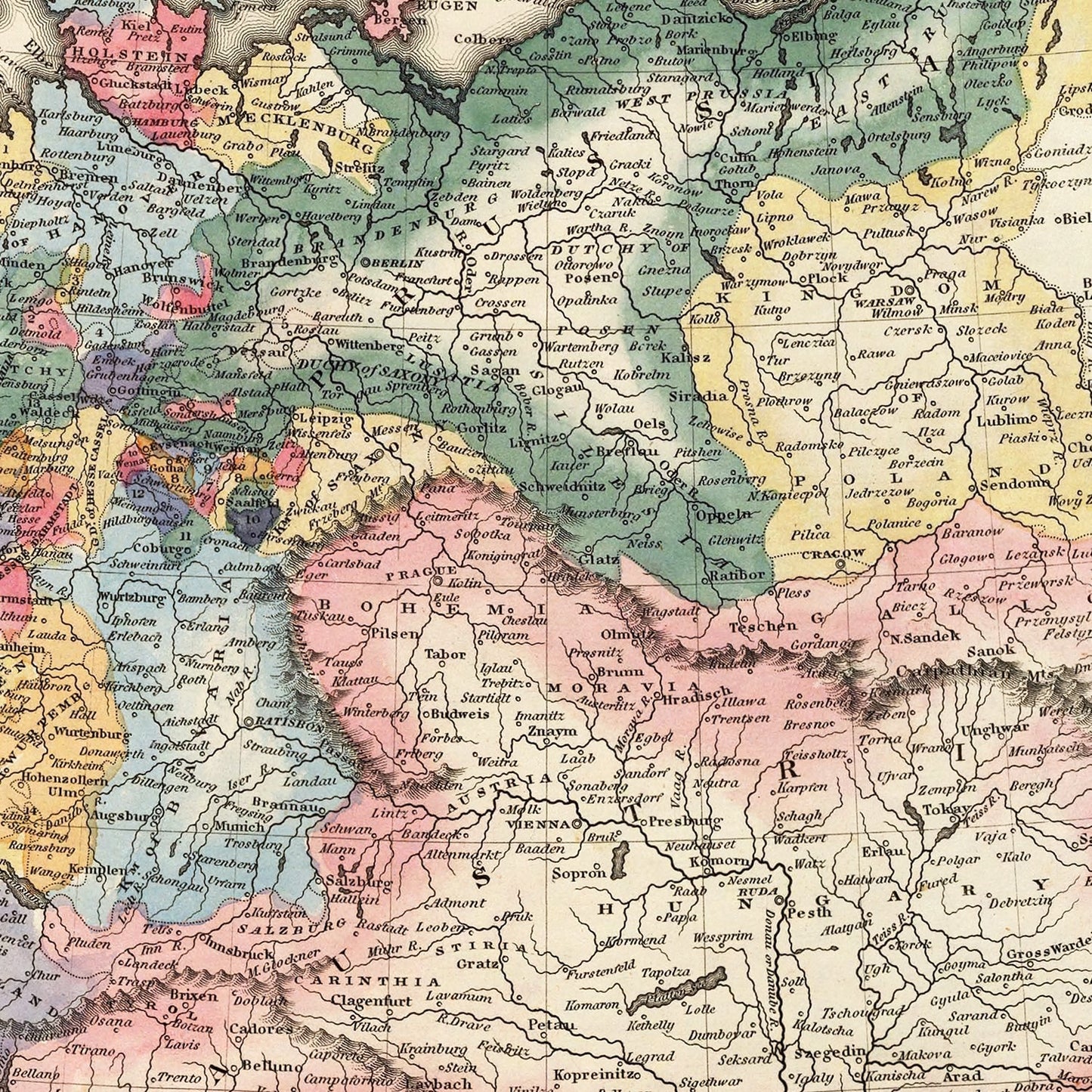 Vintage Map of Germany, 1823