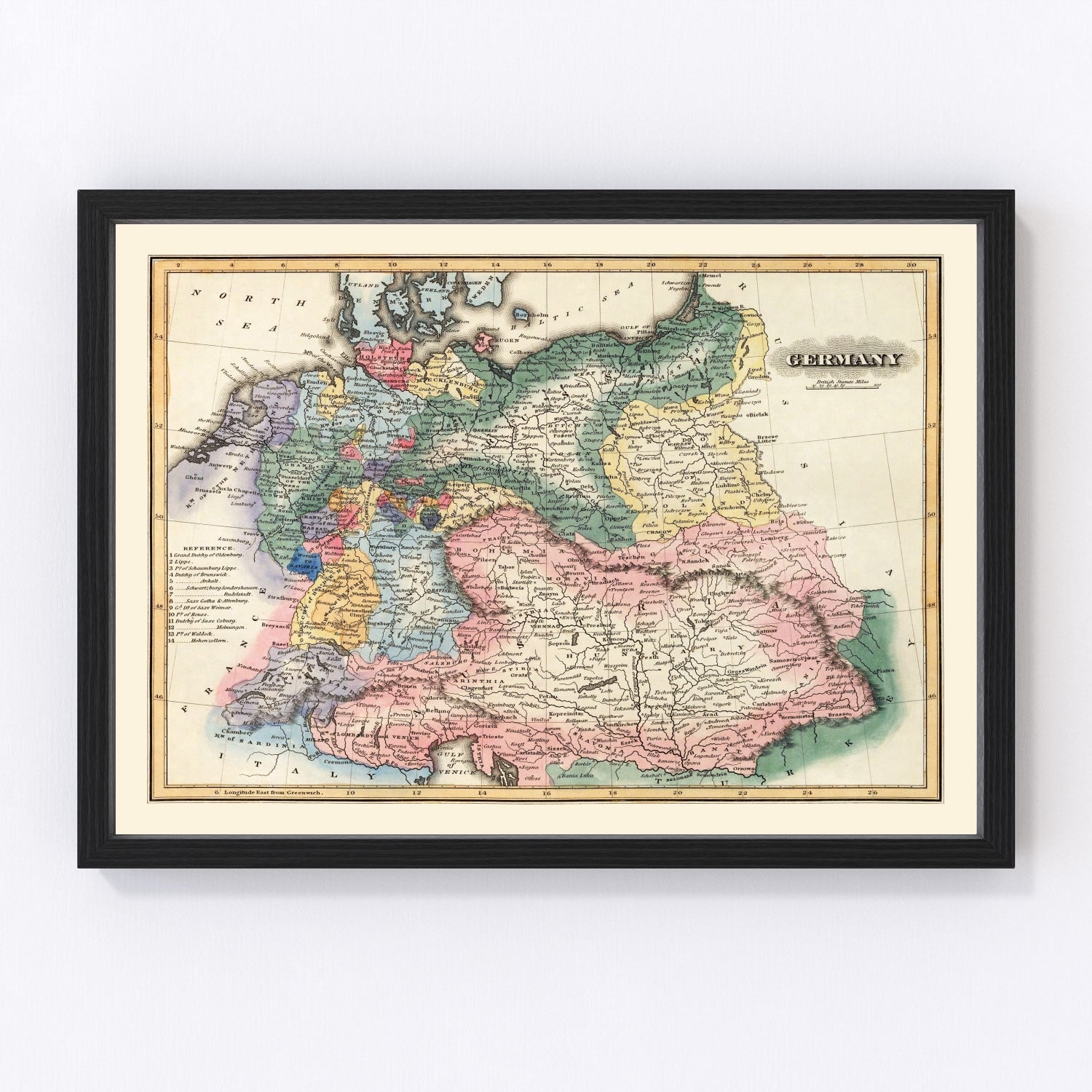 Vintage map of Germany, 1823