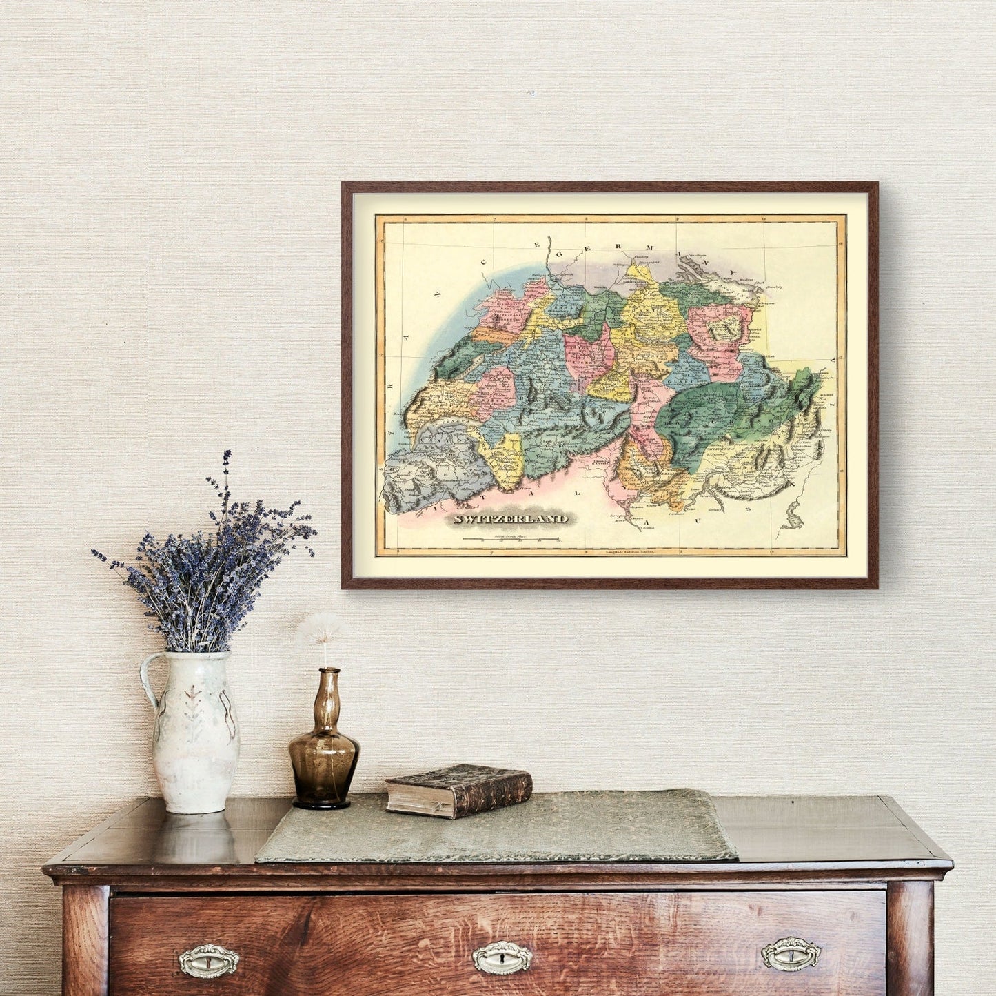Vintage Map of Switzerland, 1823