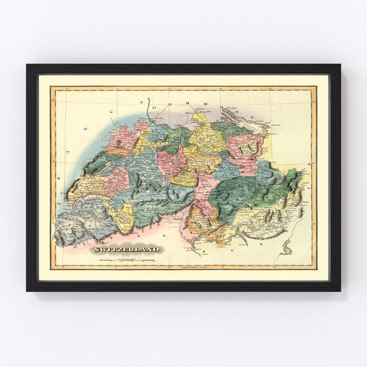 Vintage map of Switzerland, 1823