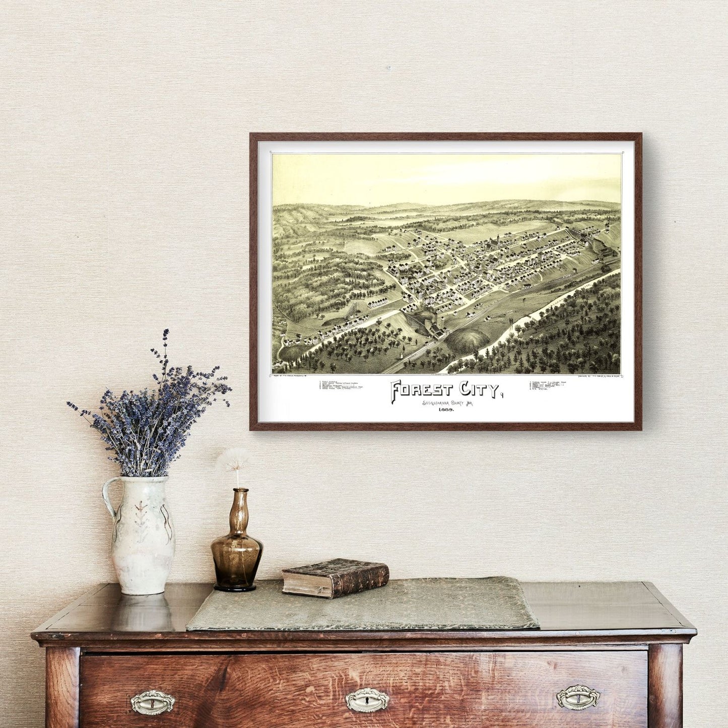 Vintage Map of Forest City, Pennsylvania, 1889