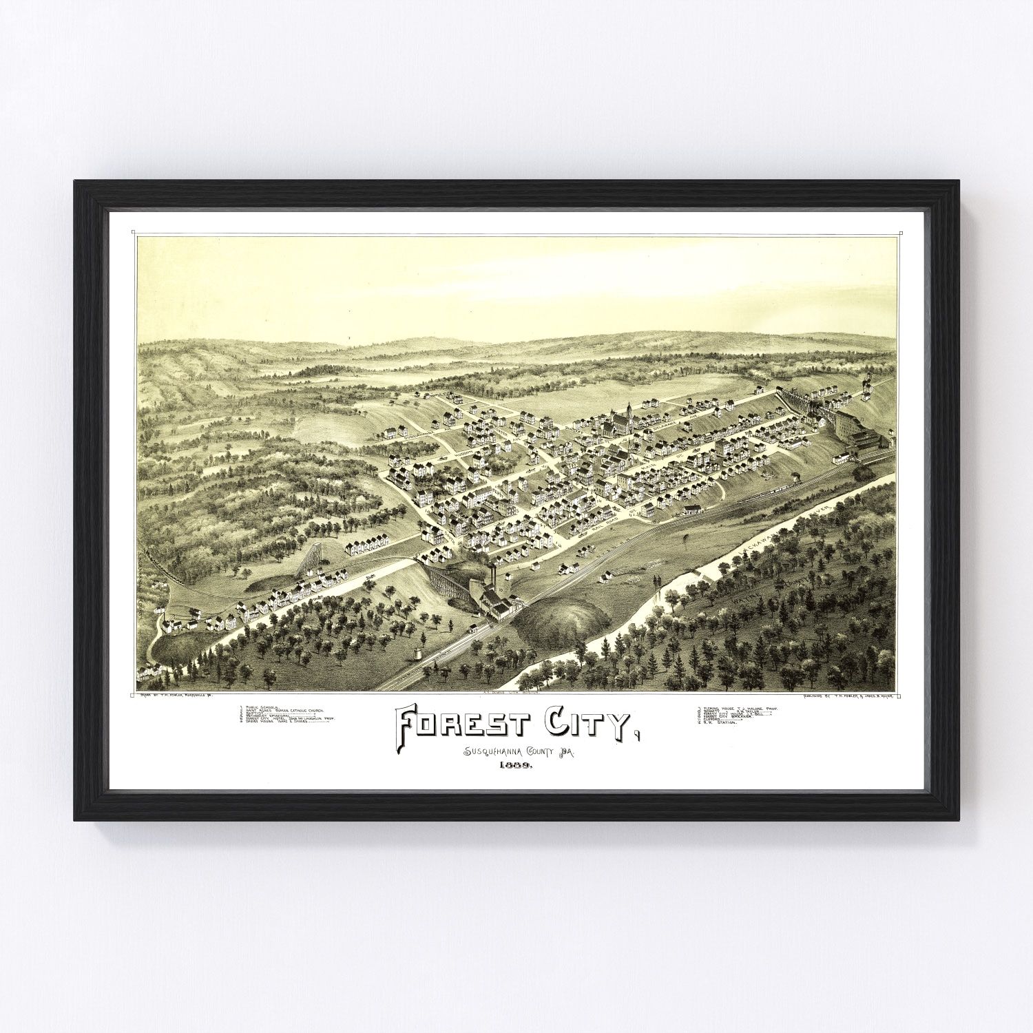 vintage map of Forest City, Pennsylvania, 1889
