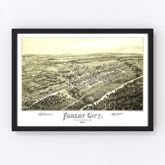 vintage map of Forest City, Pennsylvania, 1889