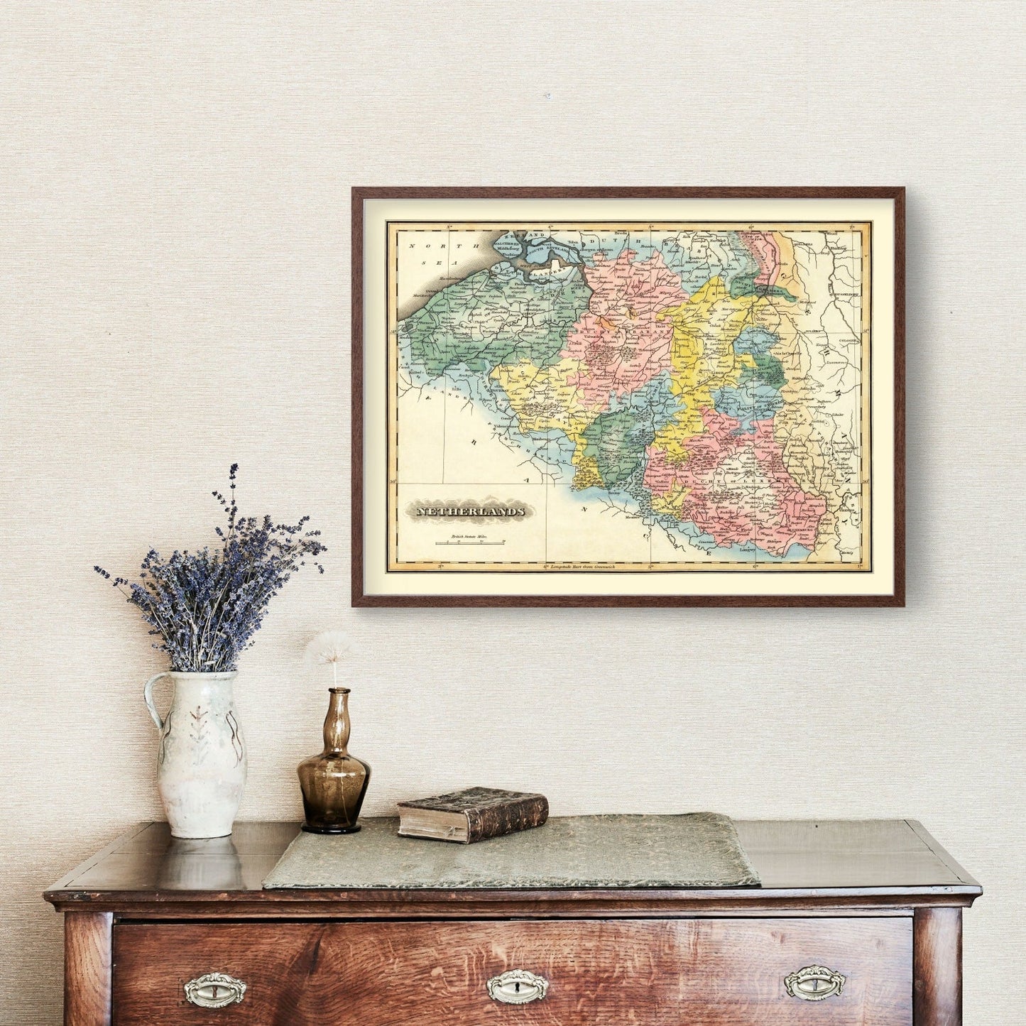 Vintage Map of Netherlands, 1823