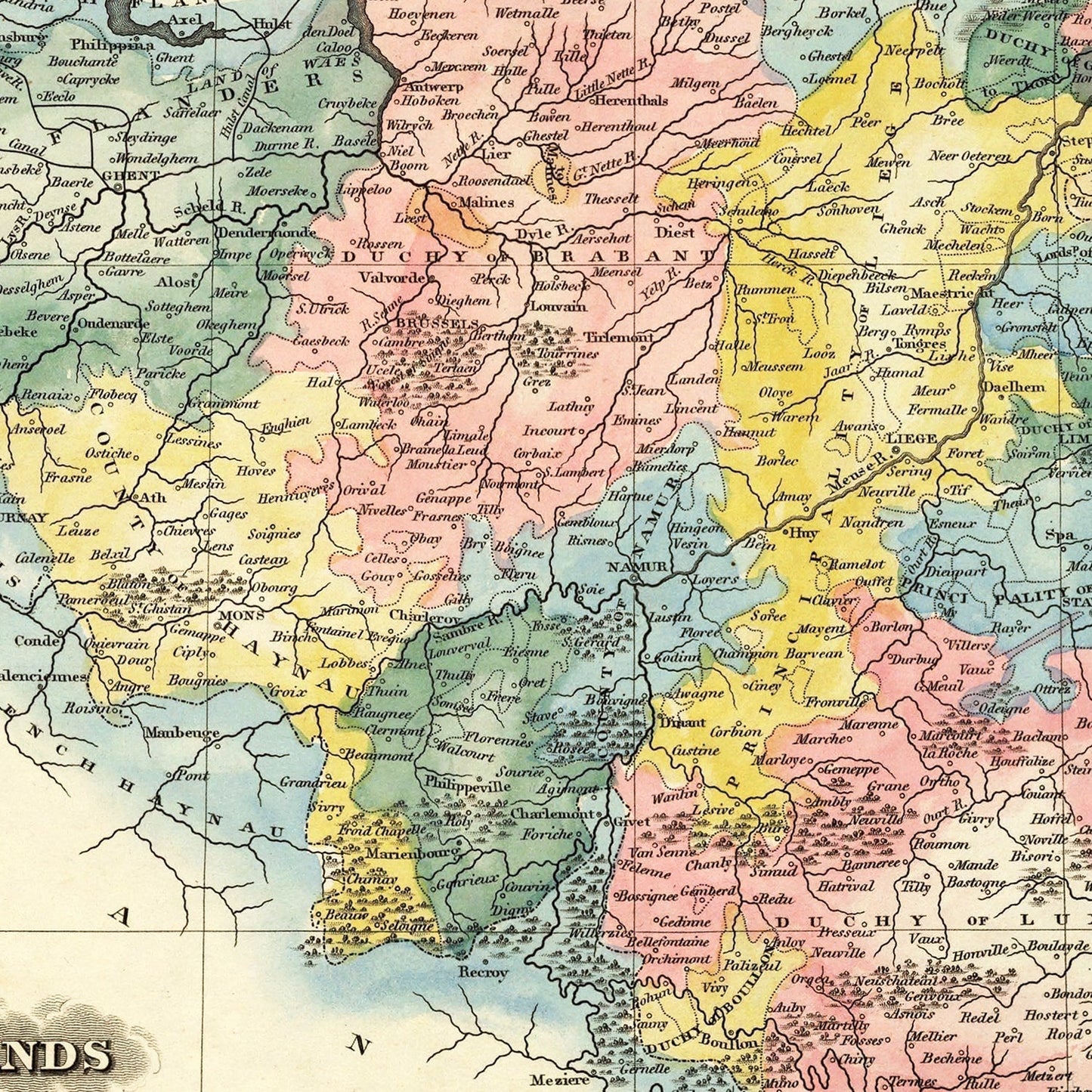 Vintage Map of Netherlands, 1823