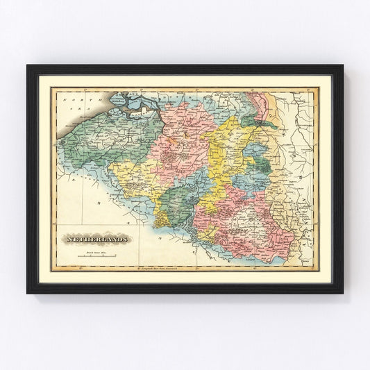 Vintage map of the Netherlands, 1823