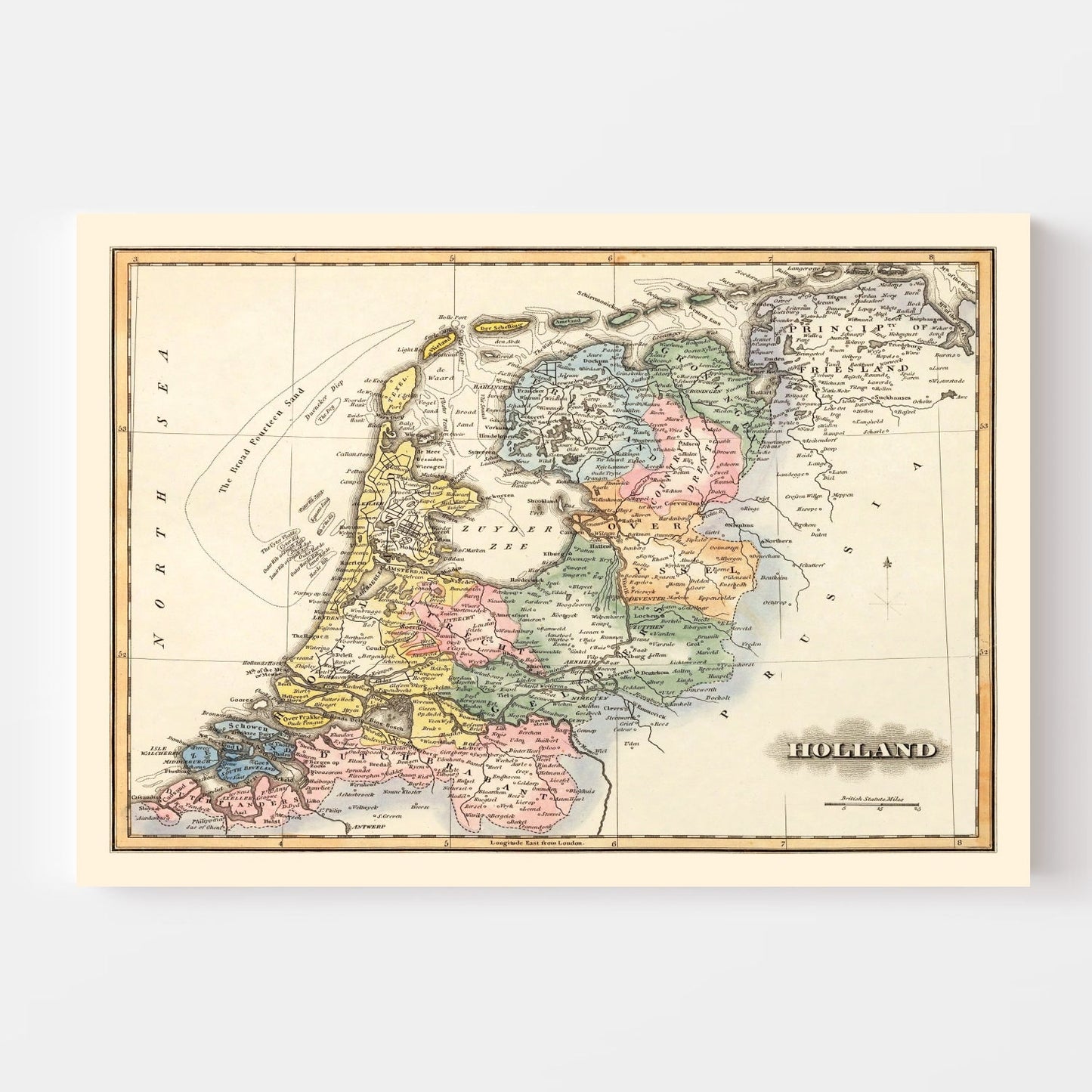 Vintage Map of Holland, 1823