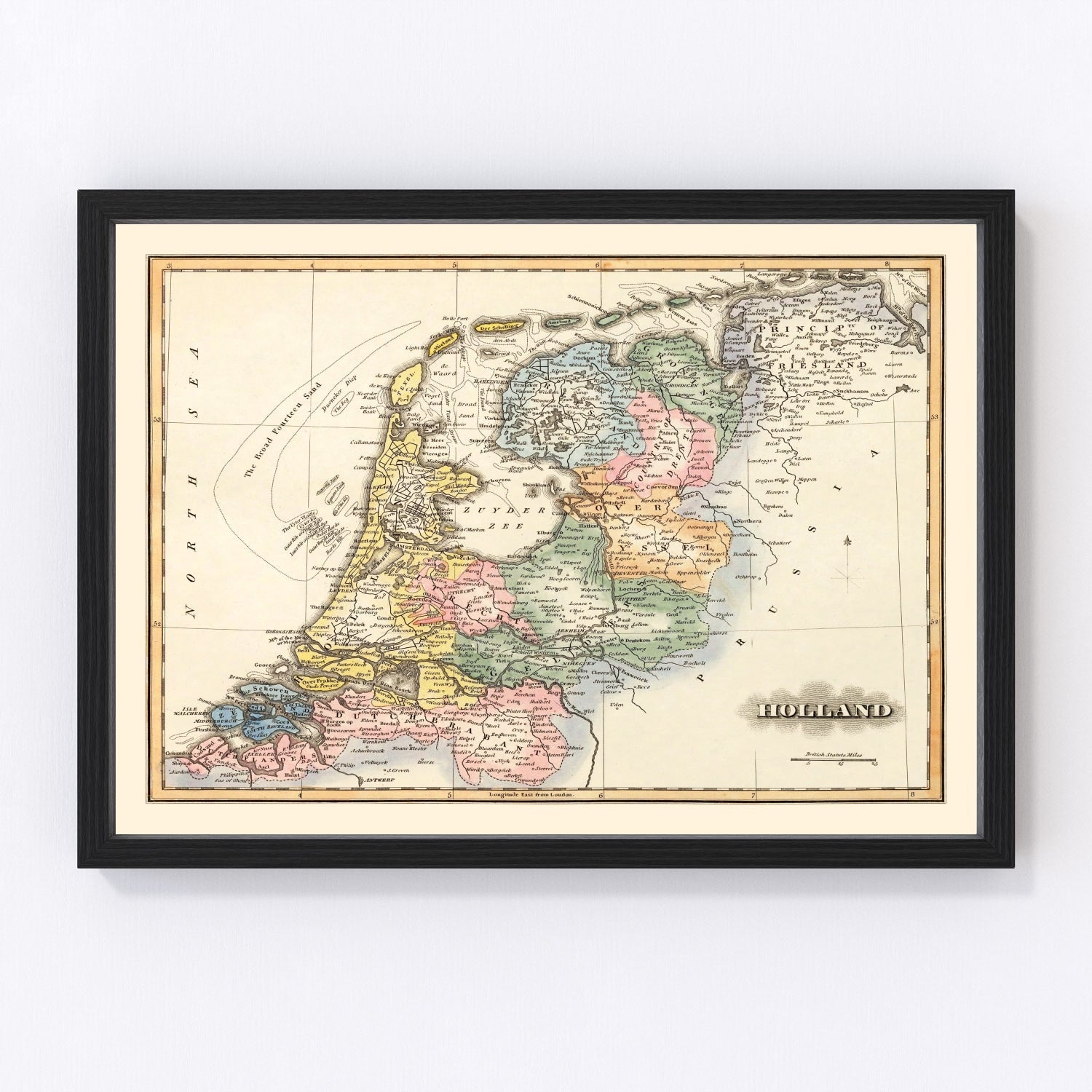 vintage map of Holland, 1823