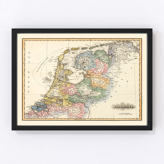 vintage map of Holland, 1823