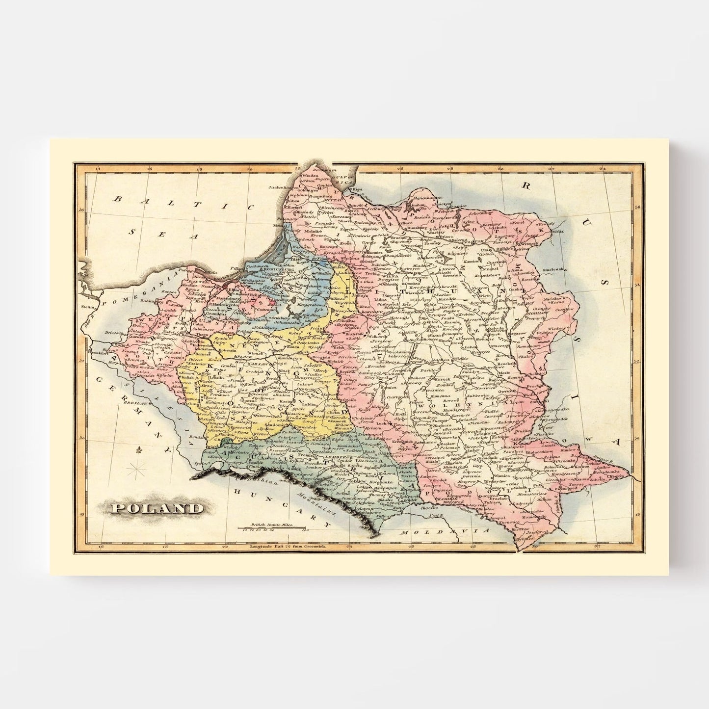 Vintage Map of Poland, 1823