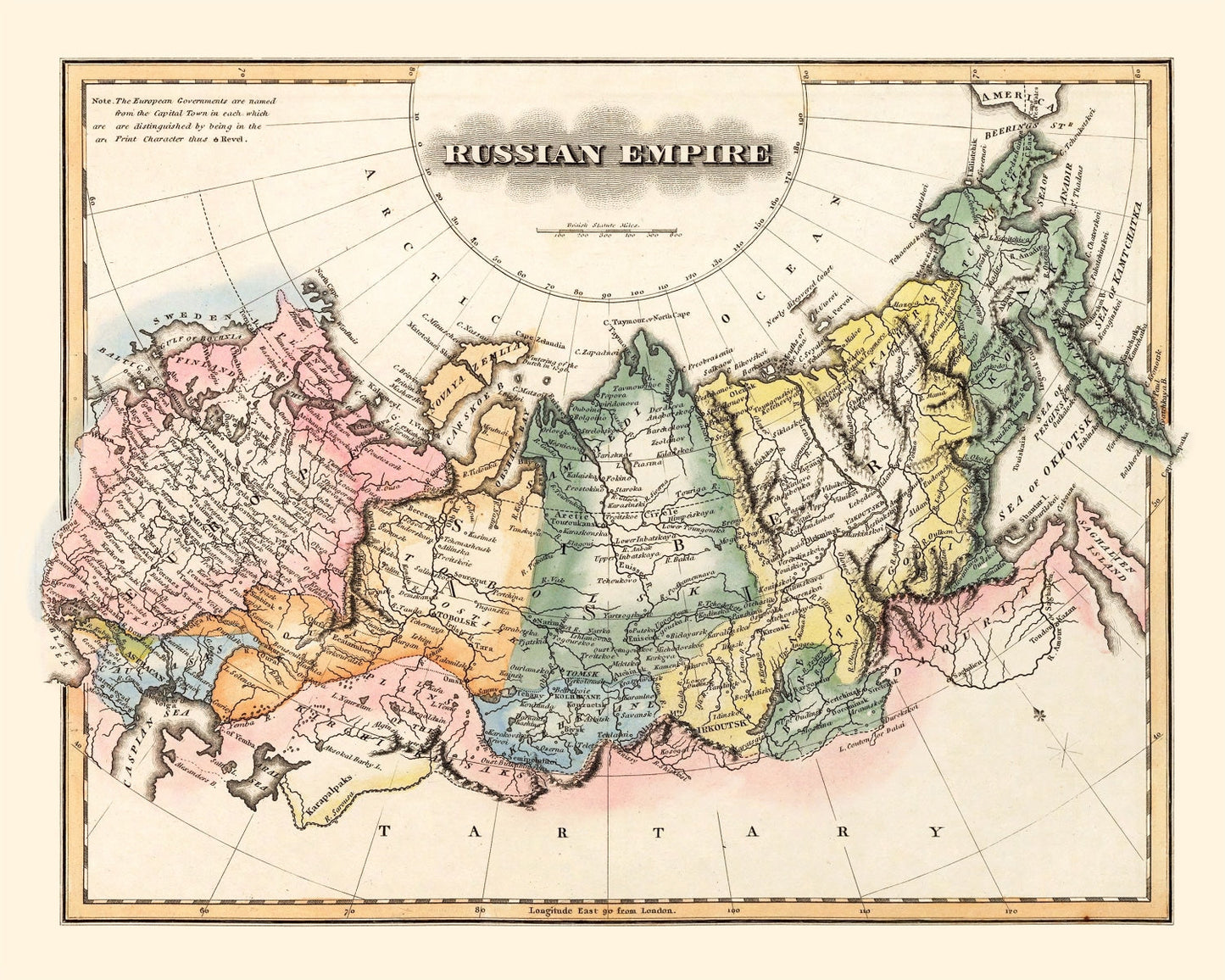 Vintage Map of Russia, 1823