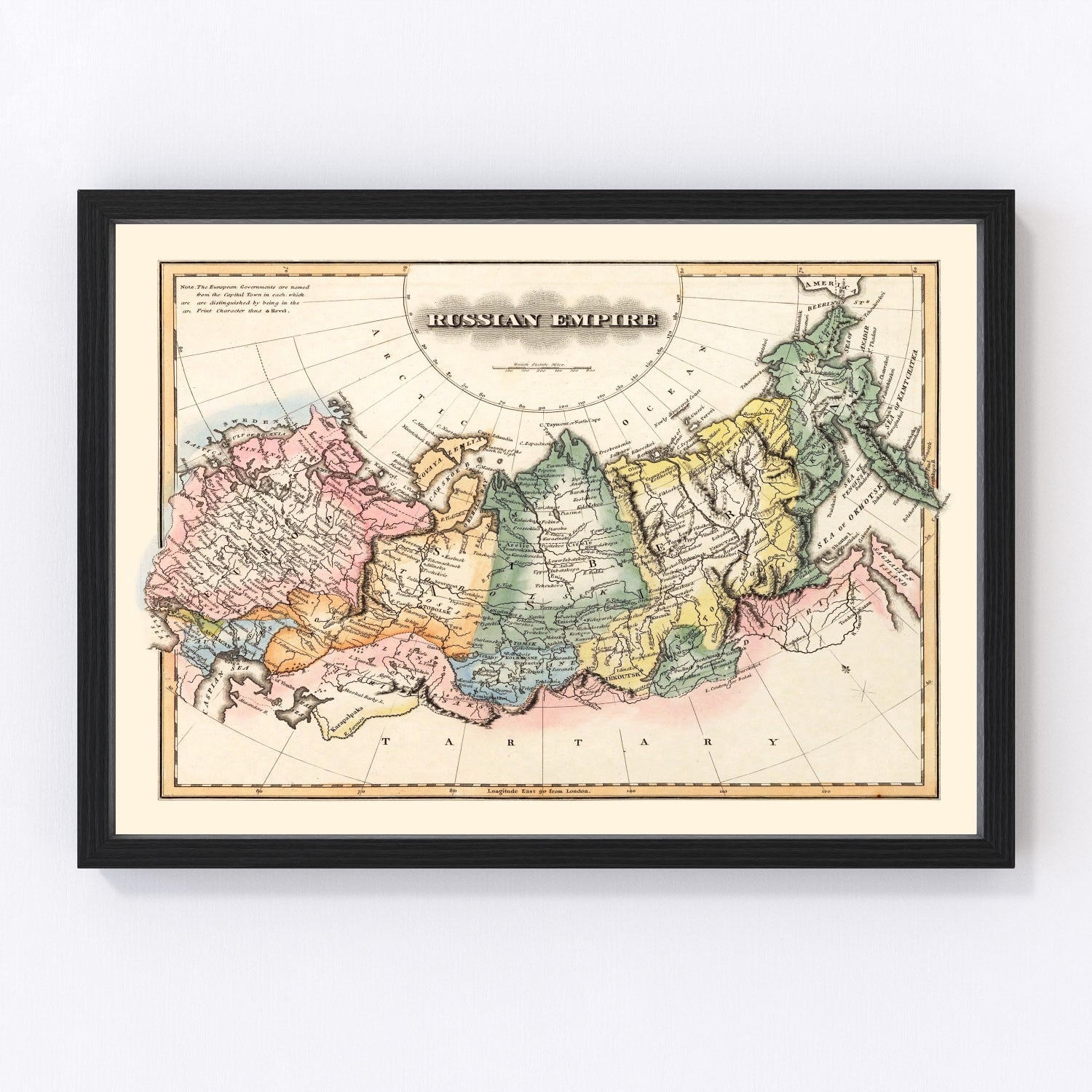 vintage map of Russia, 1823