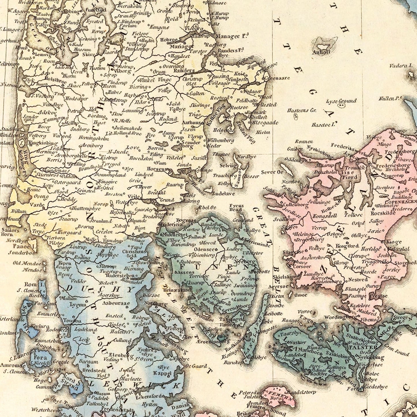 Vintage Map of Denmark, 1823