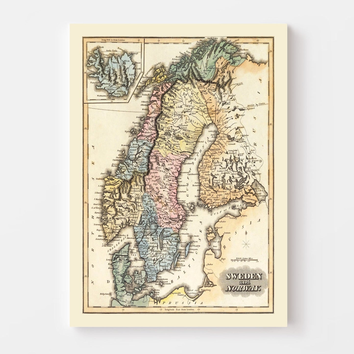 Vintage Map of Norway, 1823