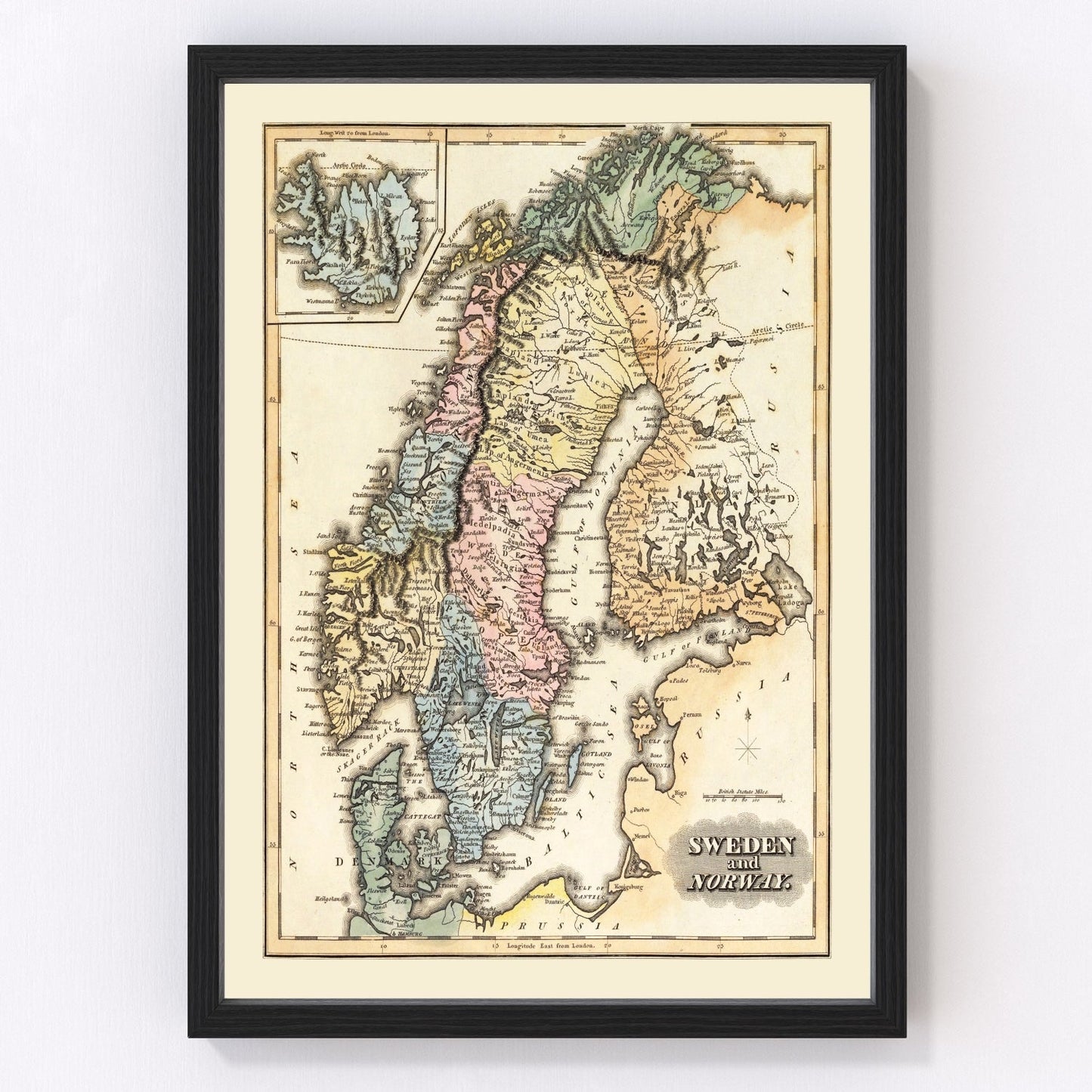 vintage map of Norway, 1823