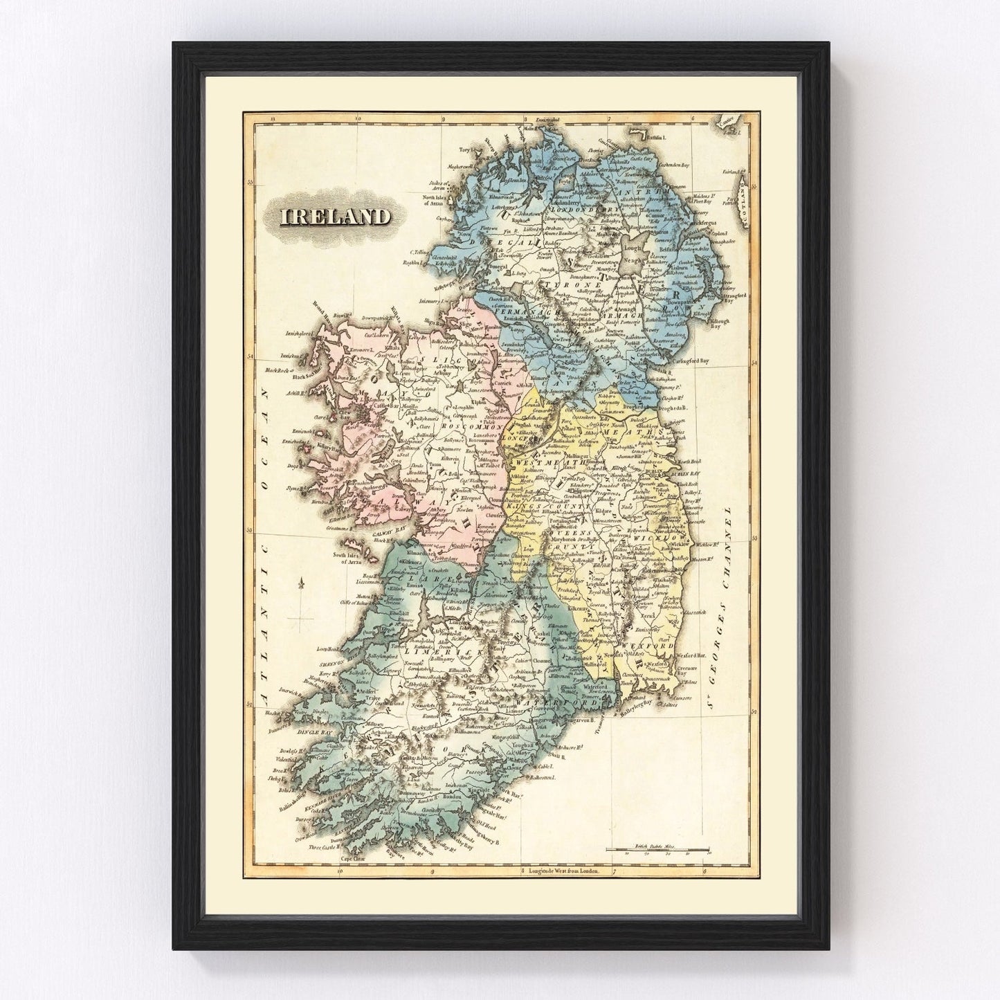 Vintage map of Ireland, 1823