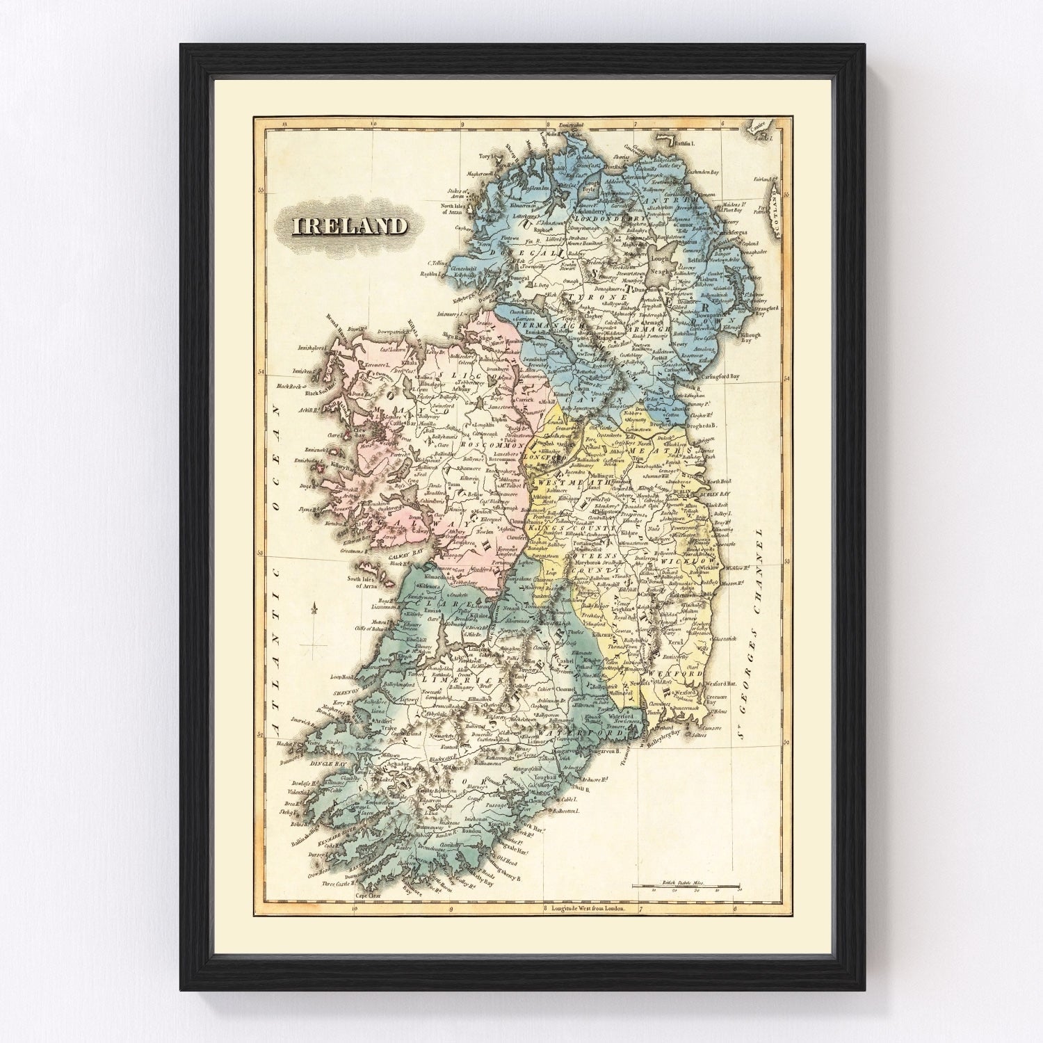 Vintage map of Ireland, 1823