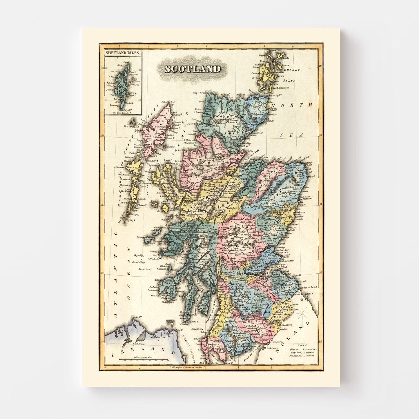 Vintage Map of Scotland, 1823