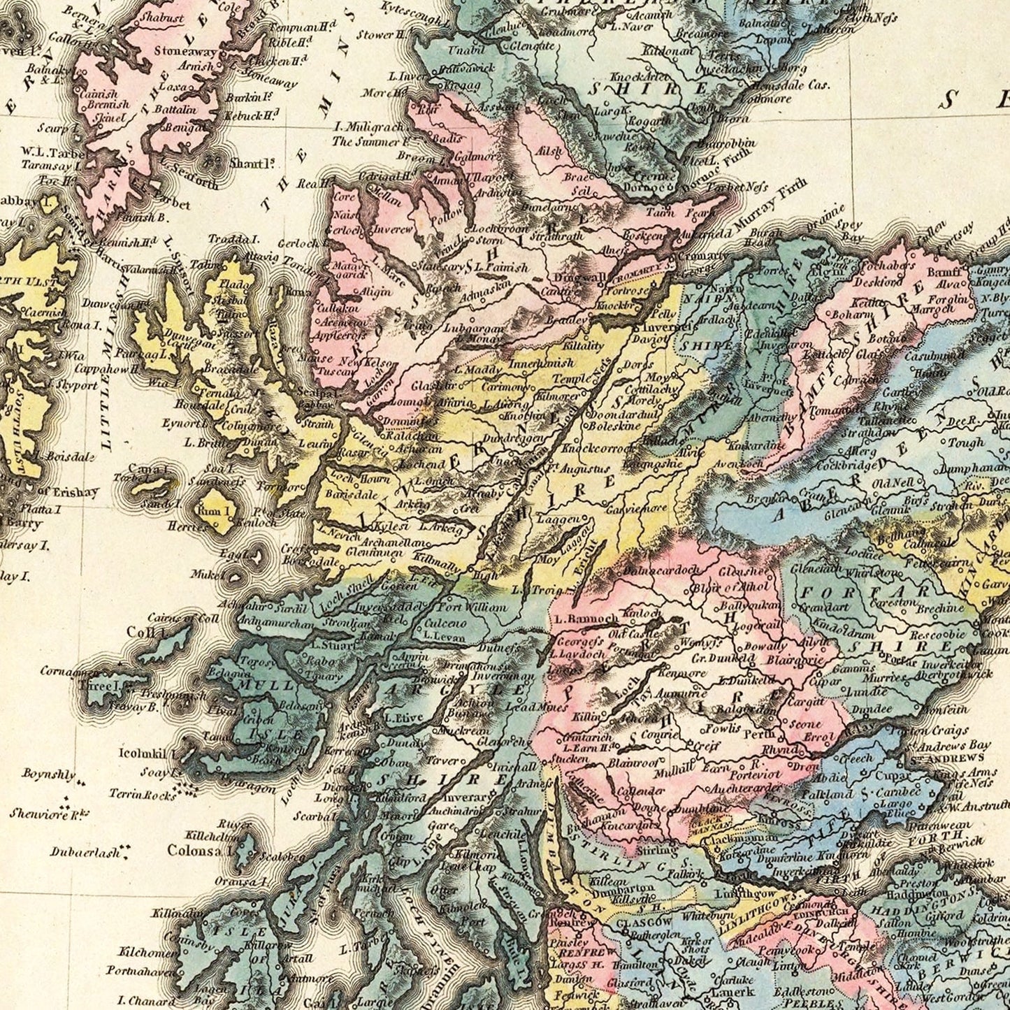 Vintage Map of Scotland, 1823