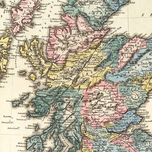 Vintage Map of Scotland, 1823