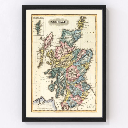 vintage map of Scotland, 1823