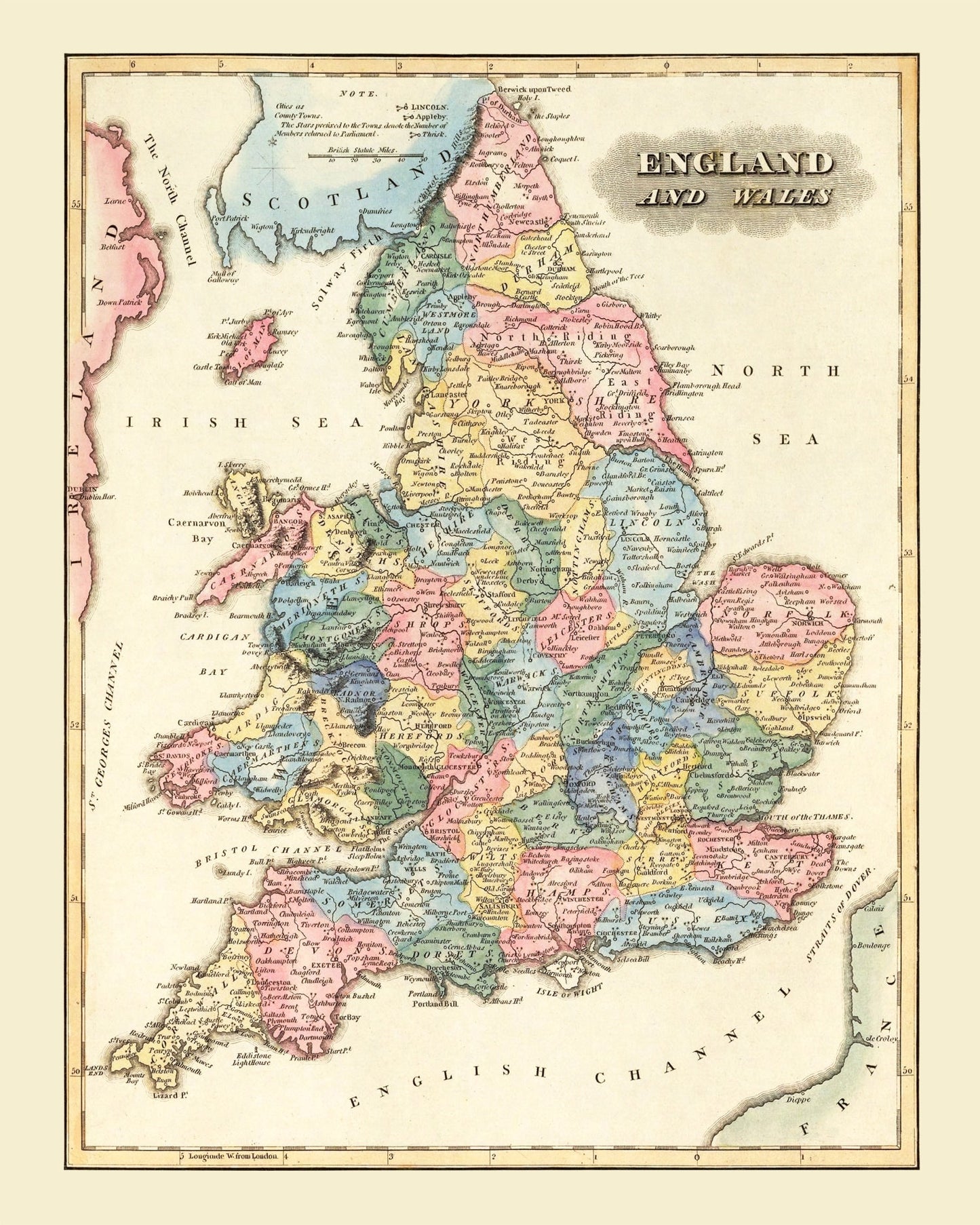 Vintage Map of England, 1823