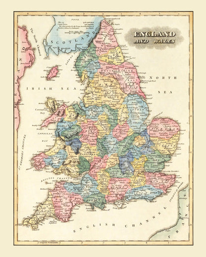 Vintage Map of England, 1823