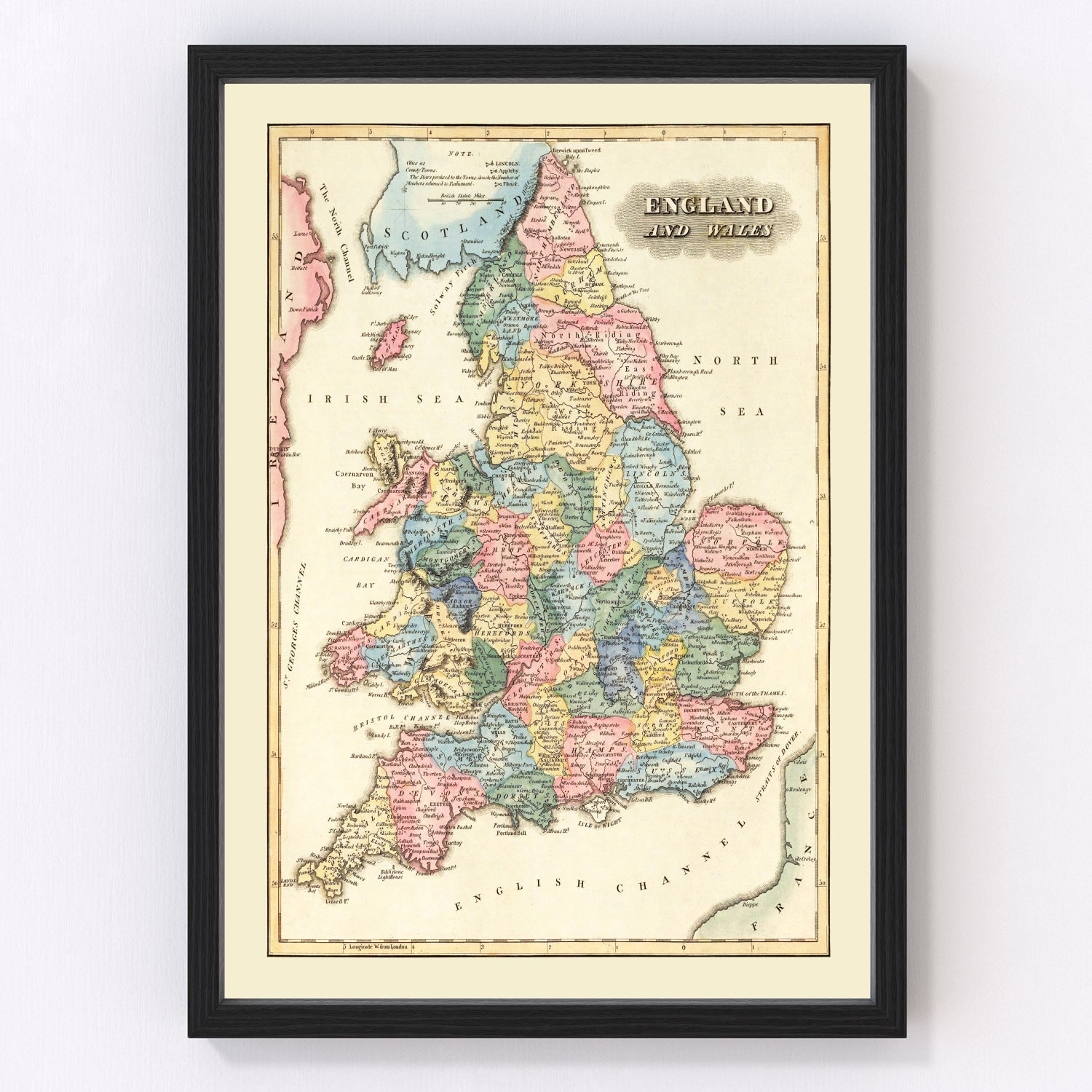 vintage map of England, 1823