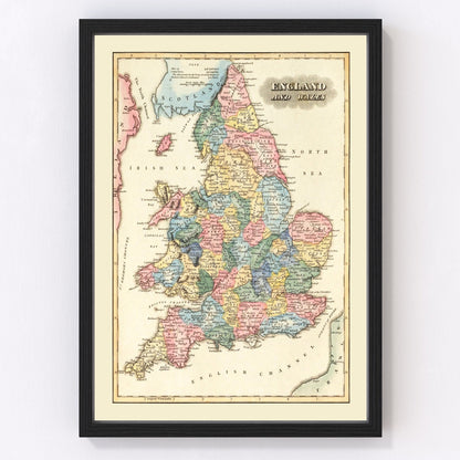 vintage map of England, 1823