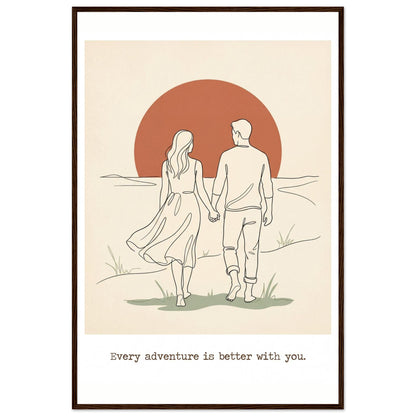 Romantic Wall Art - Couples Poster for Your Bedroom - 60x90 cm / 24x36″ - Dark wood frame / Ready-to-hang - Sparkycare