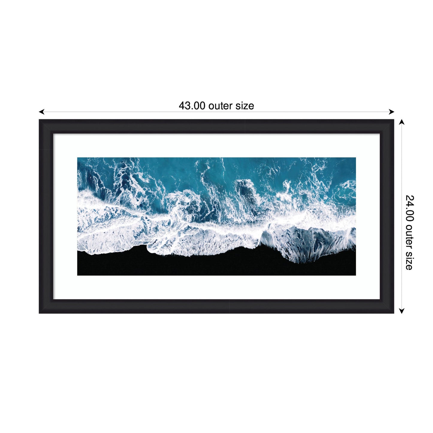Framed Art Minimalist Ocean Waves on the Black Beach in Iceland Panel by Michael Schauer