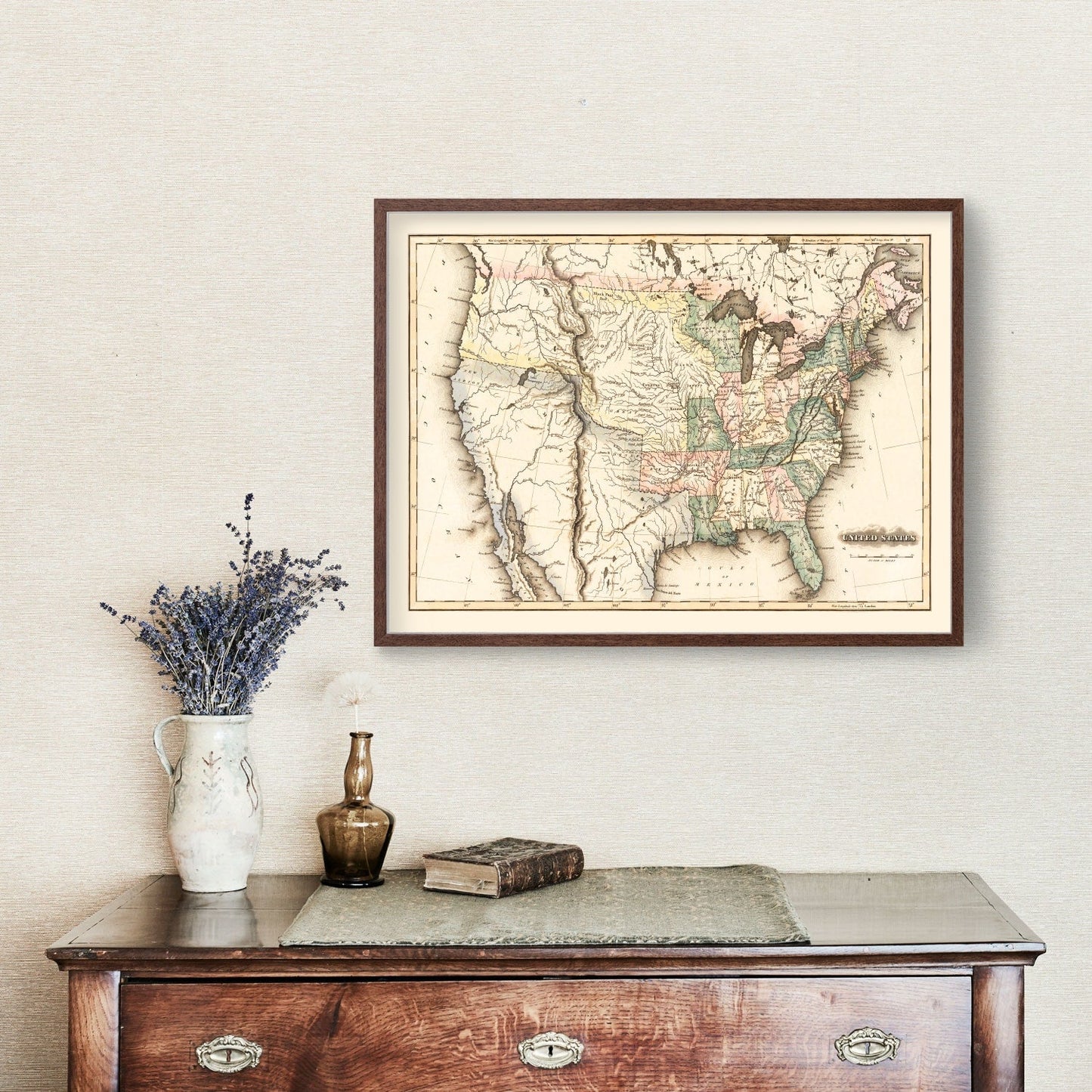 Vintage Map of the United States, 1823