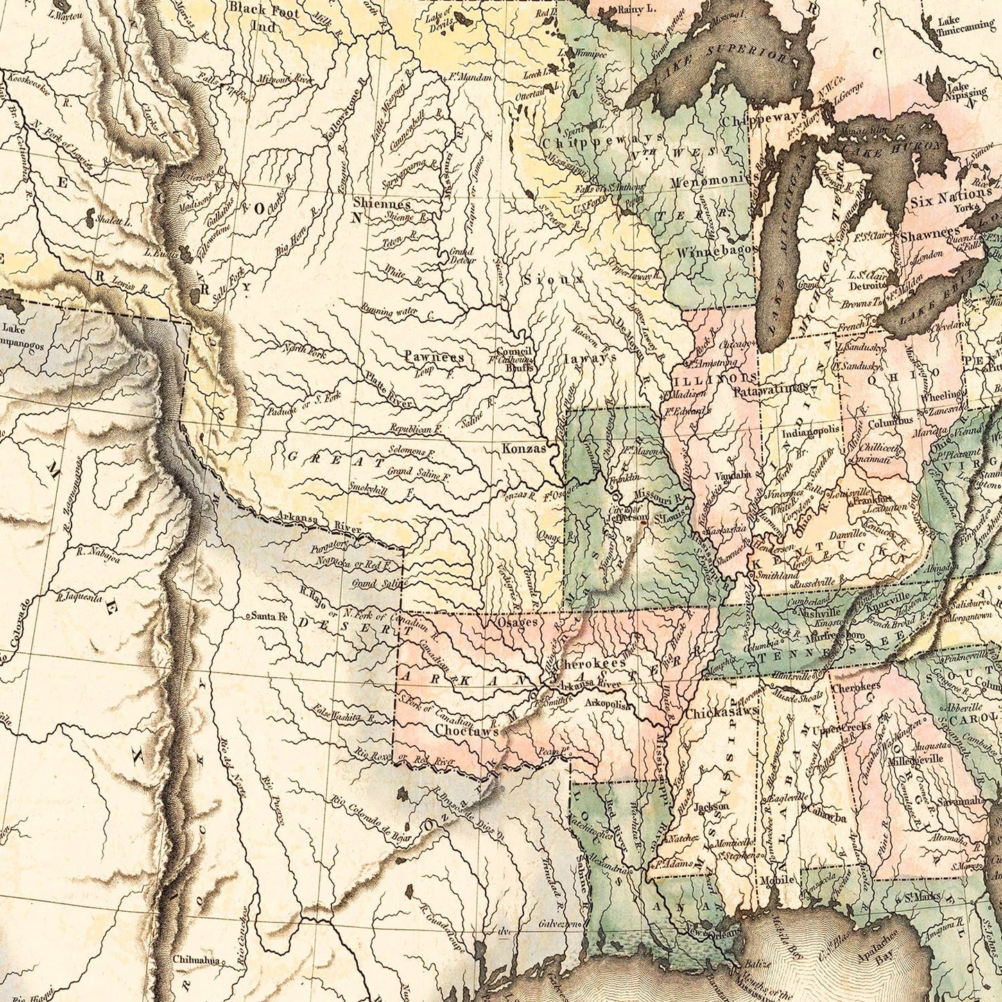 Vintage Map of the United States, 1823