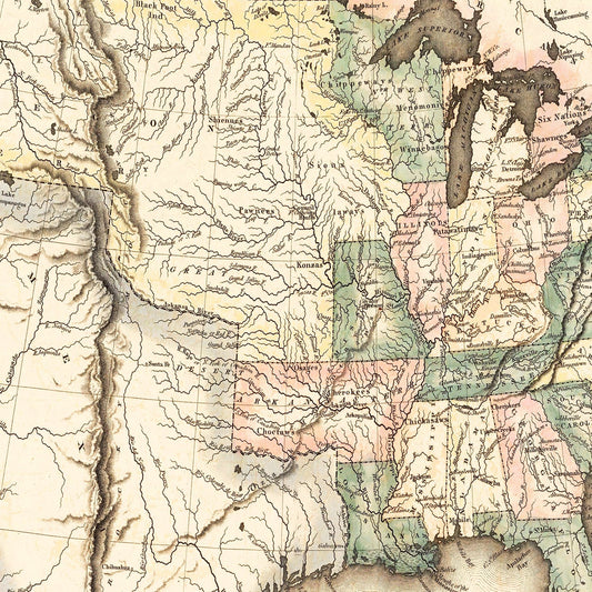 Vintage Map of the United States, 1823