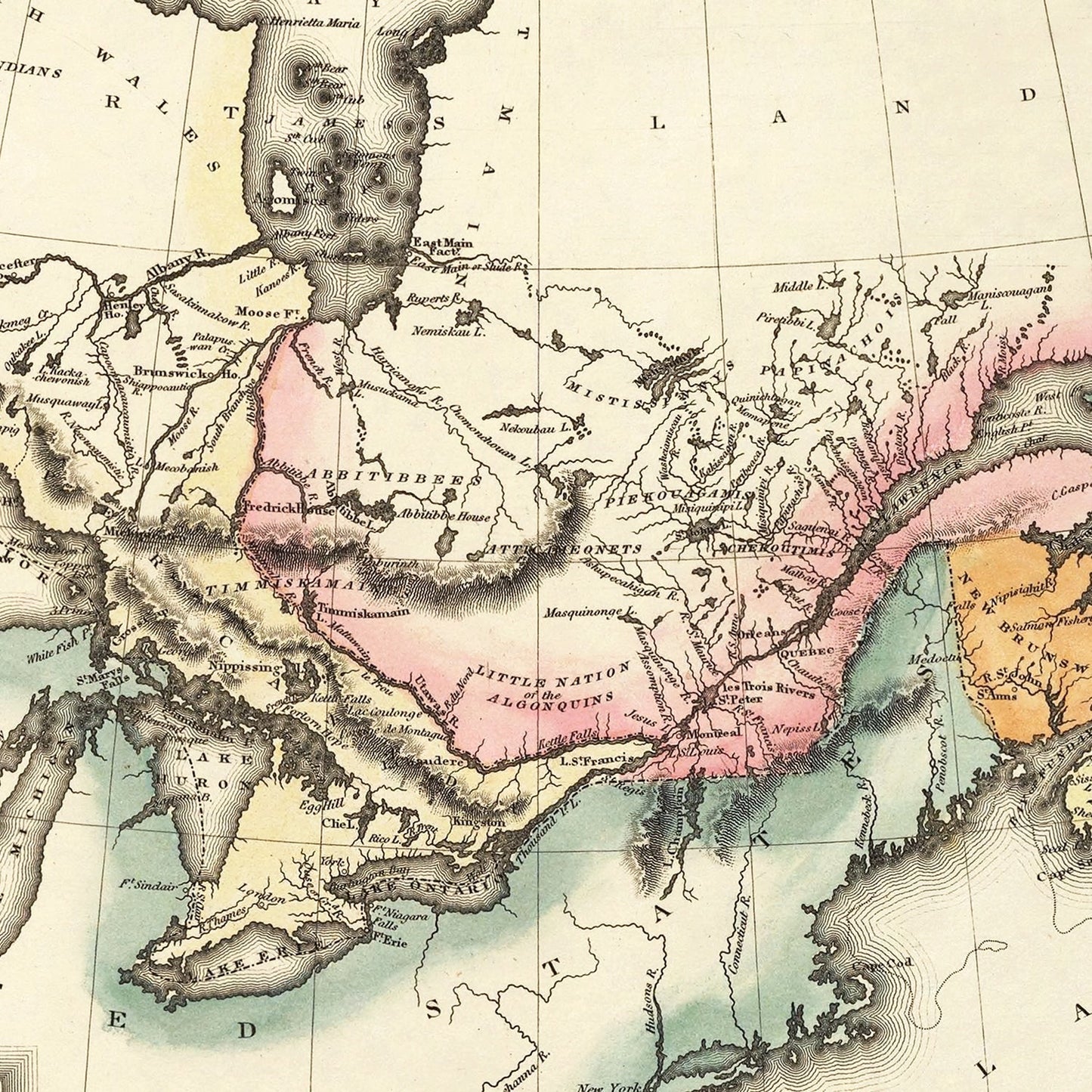 Vintage Map of Canada, 1823 Wall Art
