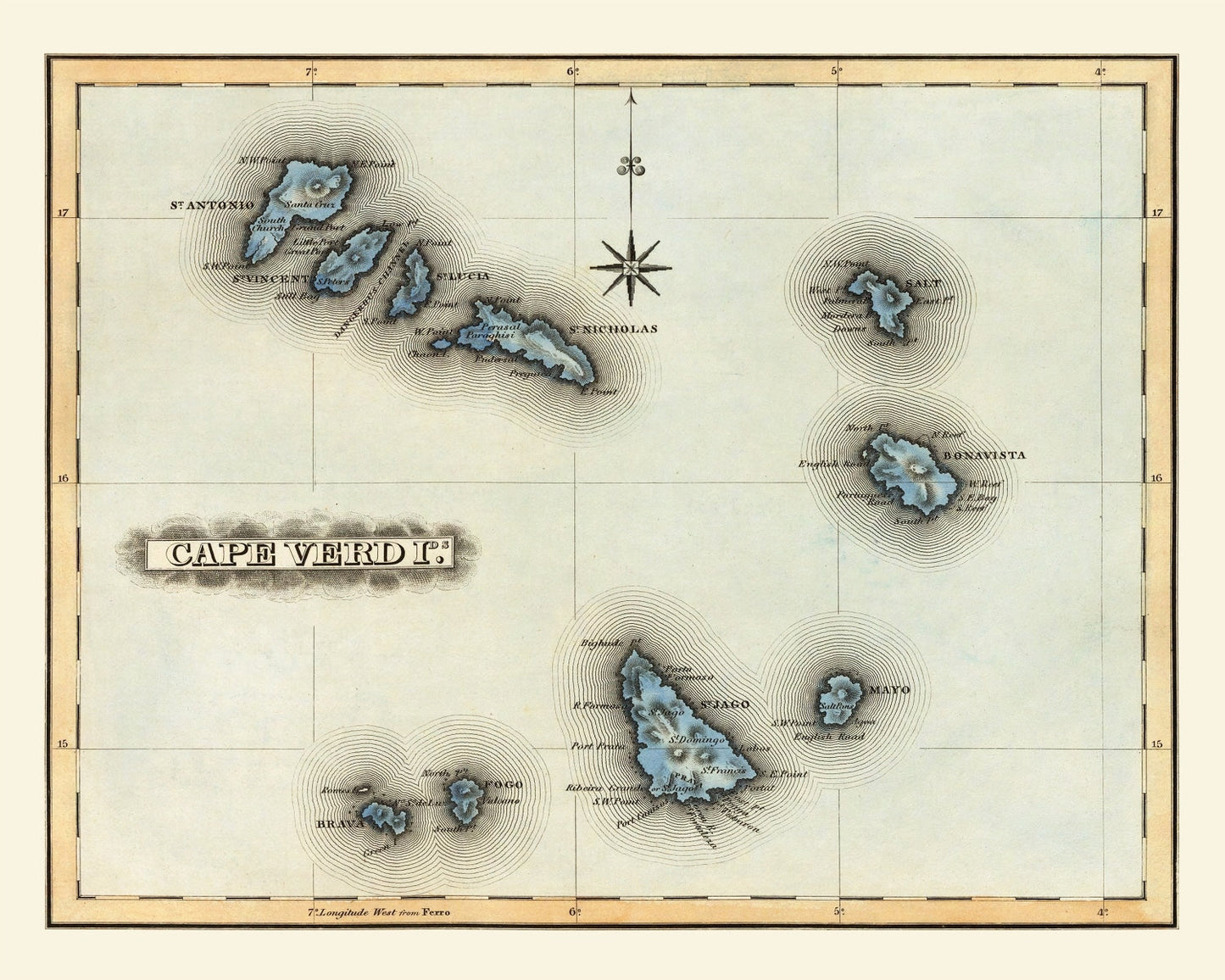 Vintage Map of Cape Verde, 1823