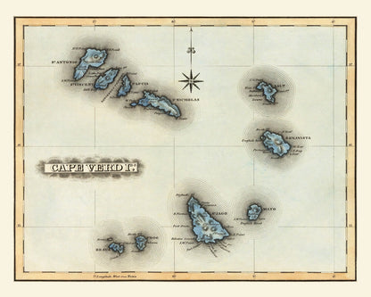 Vintage Map of Cape Verde, 1823