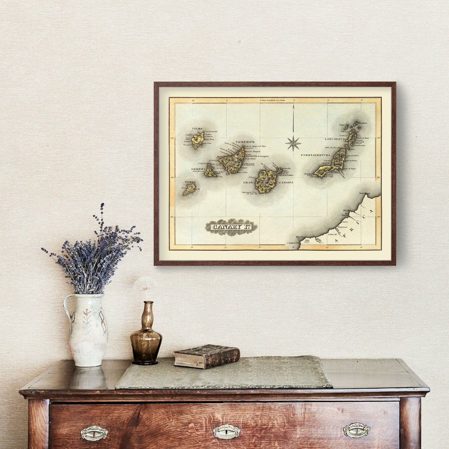 Vintage Map of the Canary Islands, 1823 Wall Art