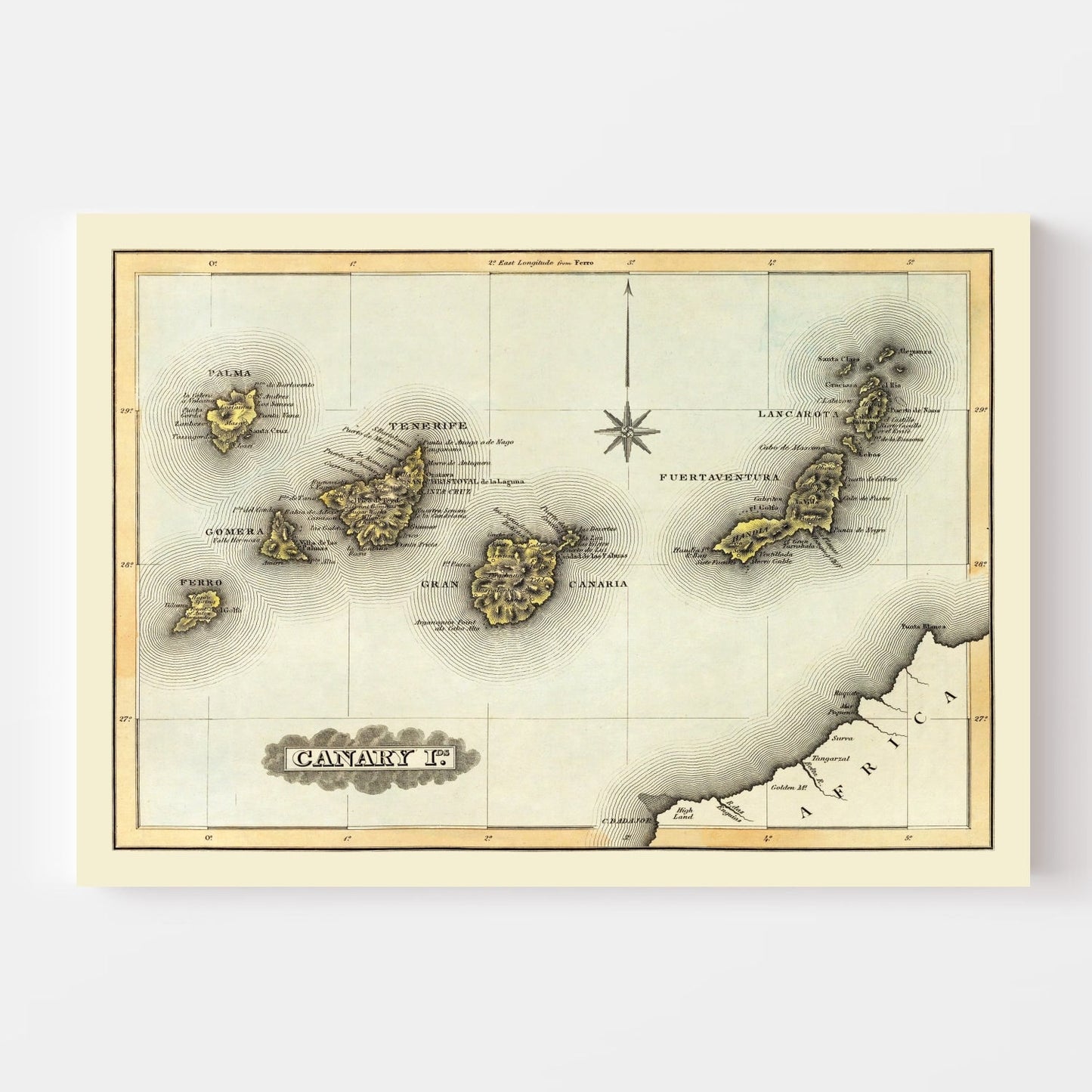 Vintage Map of the Canary Islands, 1823 Wall Art
