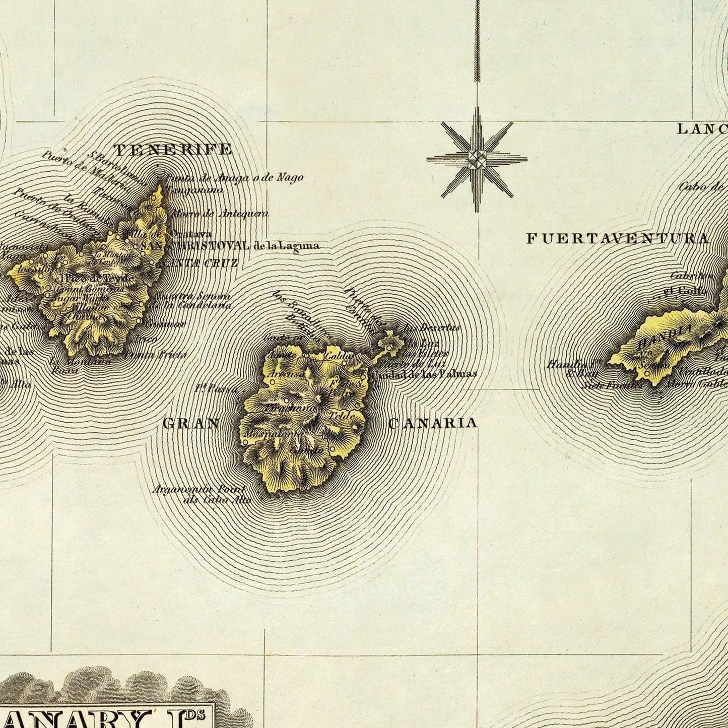 Vintage Map of the Canary Islands, 1823 Wall Art