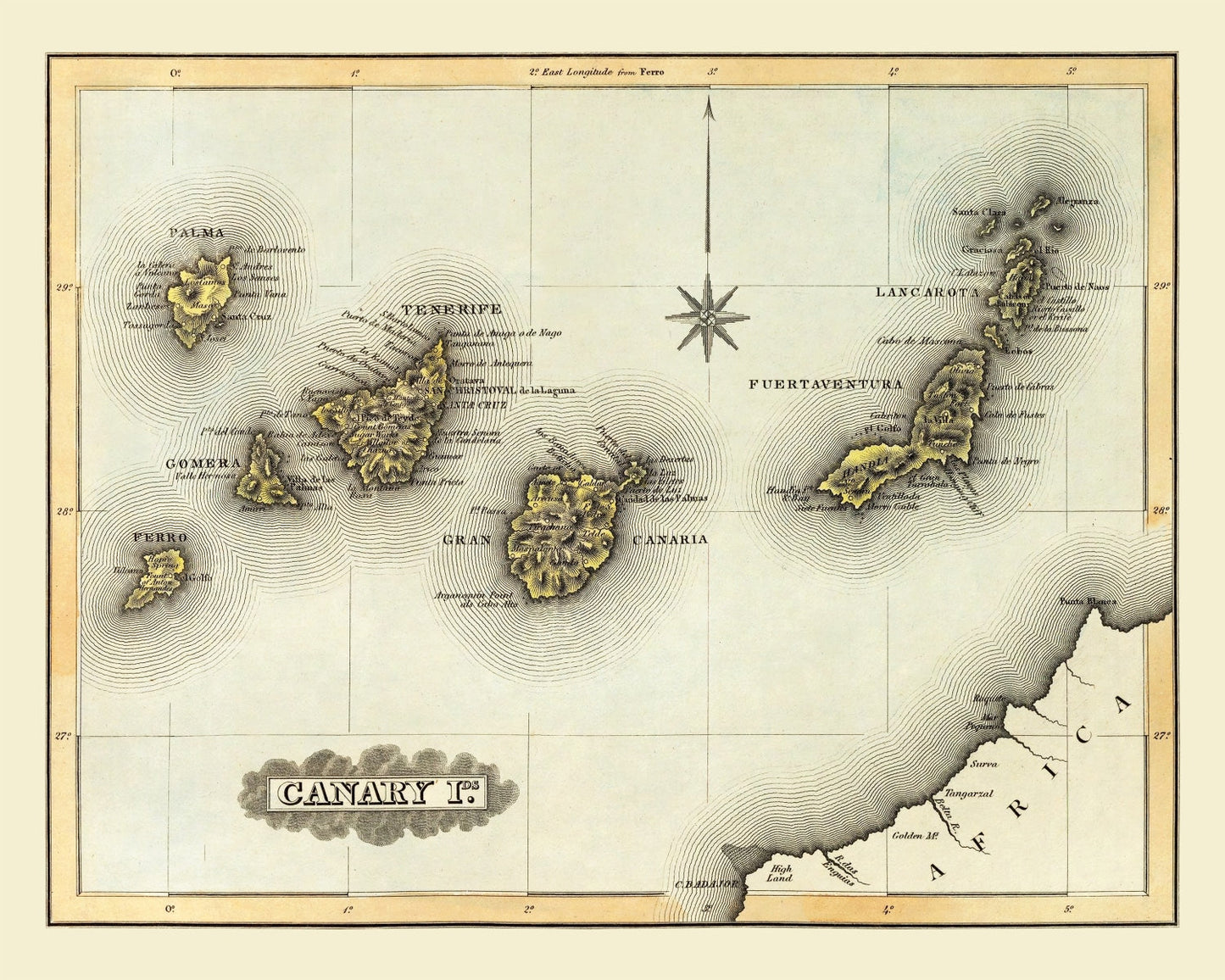 Vintage Map of the Canary Islands, 1823 Wall Art