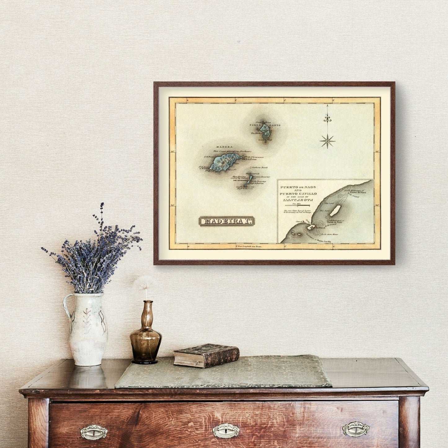 Vintage Map of Madeira Islands, Portugal, 1823