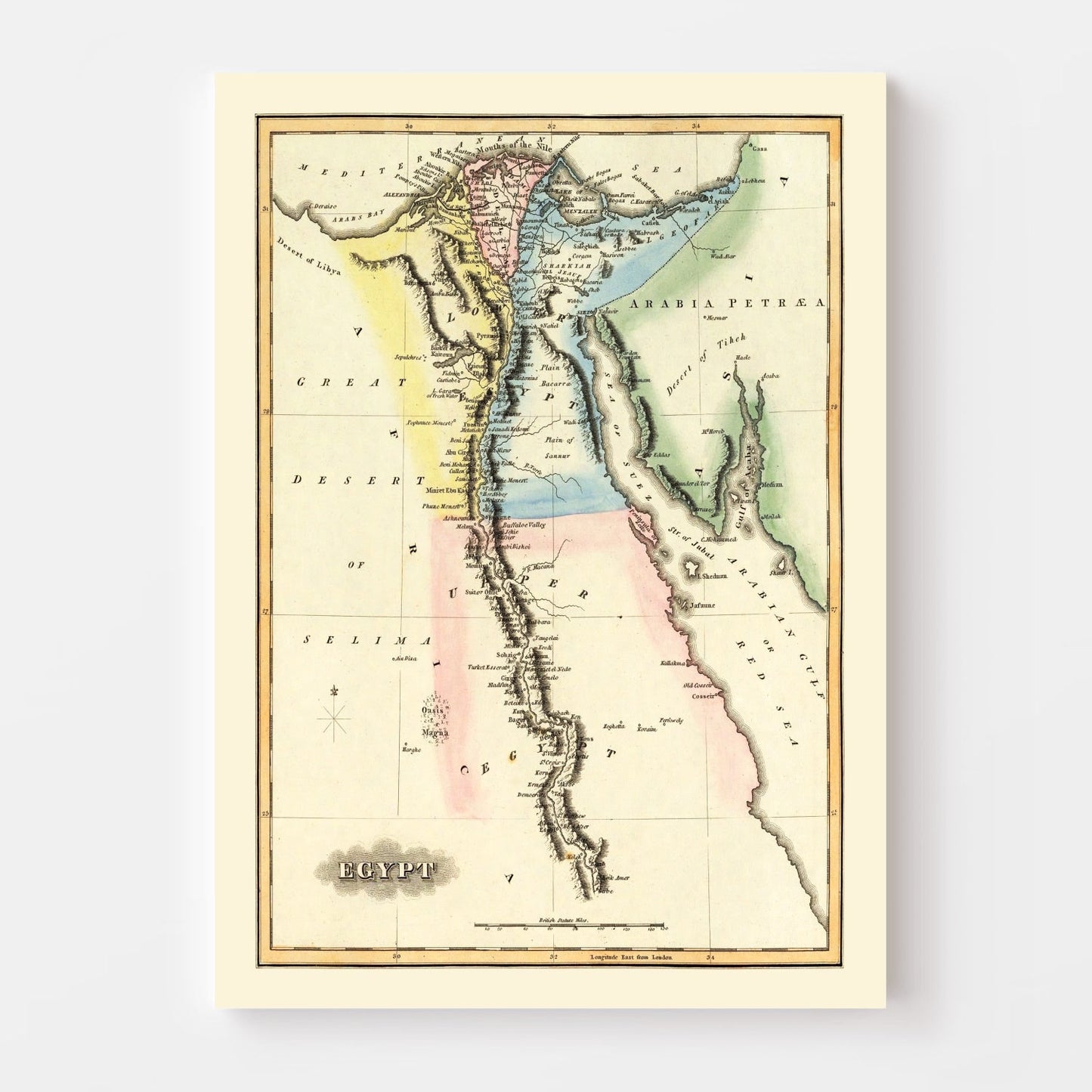 Vintage Map of Egypt, 1823