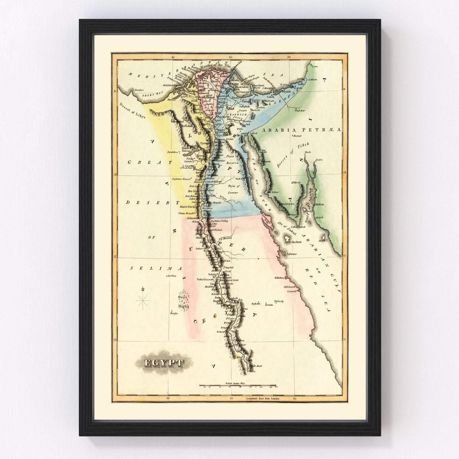 Vintage map of Egypt, 1823