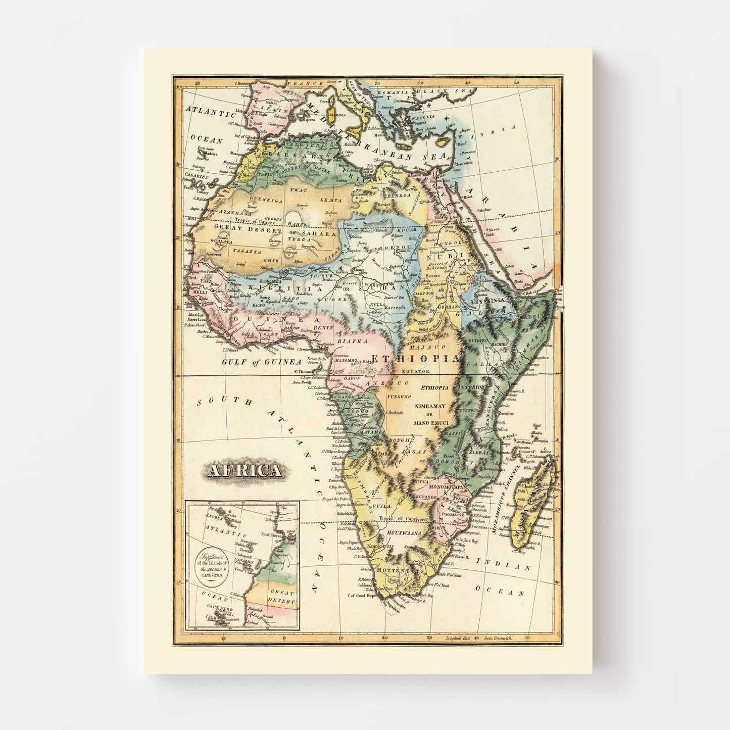 Vintage Map of Africa, 1823