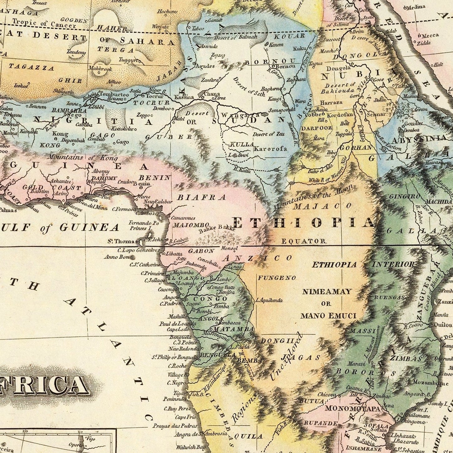 Vintage Map of Africa, 1823